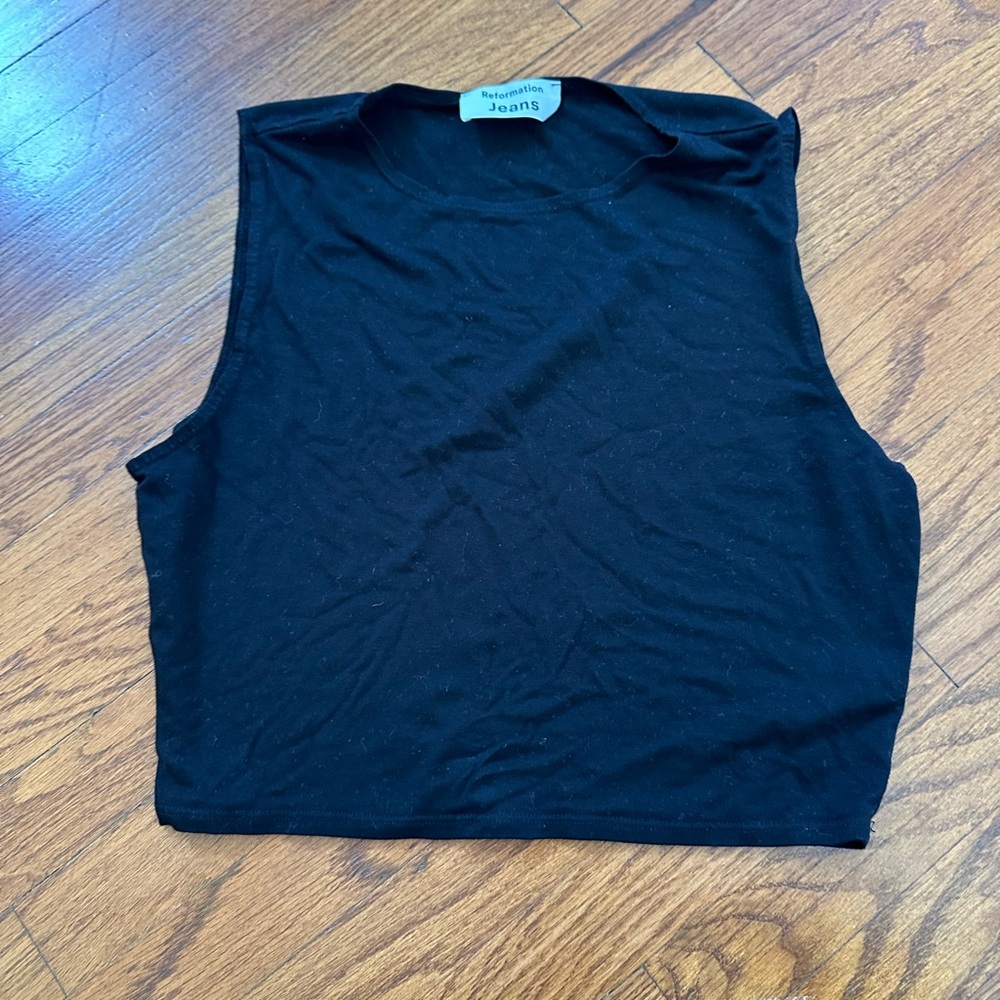 Reformation Black Crop Tee